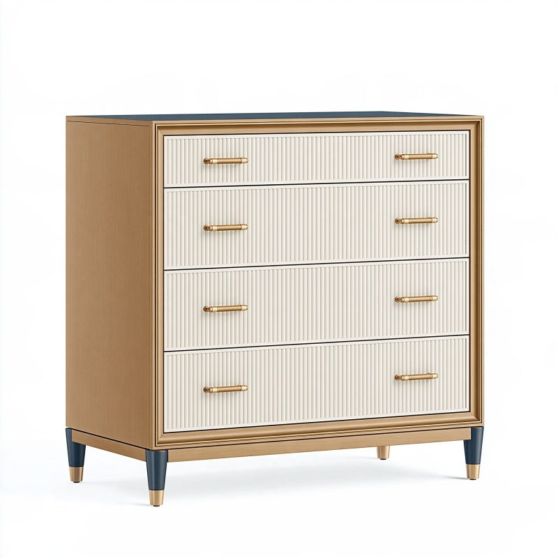 Cassettiera 100 x 45 x 100 cm in legno beige e bianco a 4 cassetti stile moderno