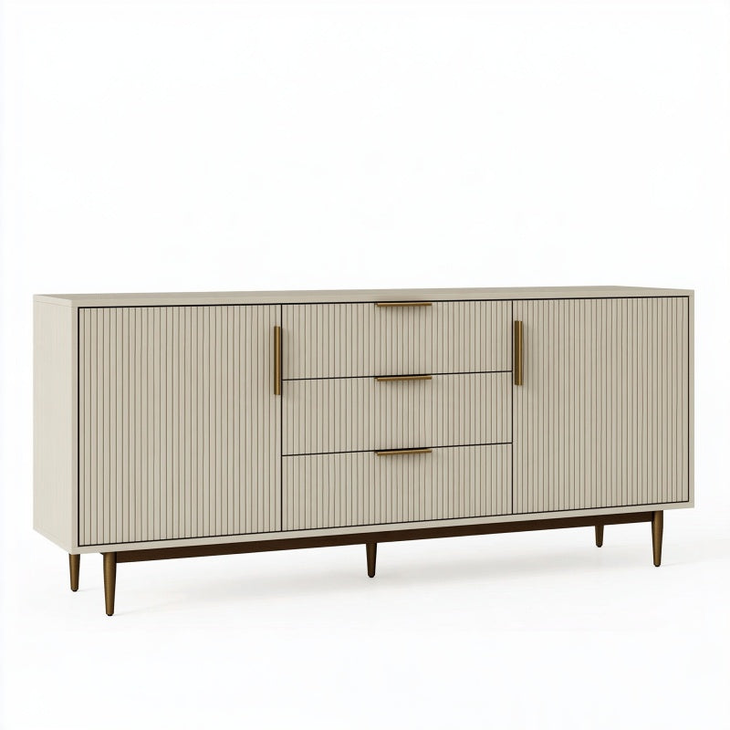 Credenza 180 x 45 x 85 cm in legno beige con ante e cassetti stile moderno