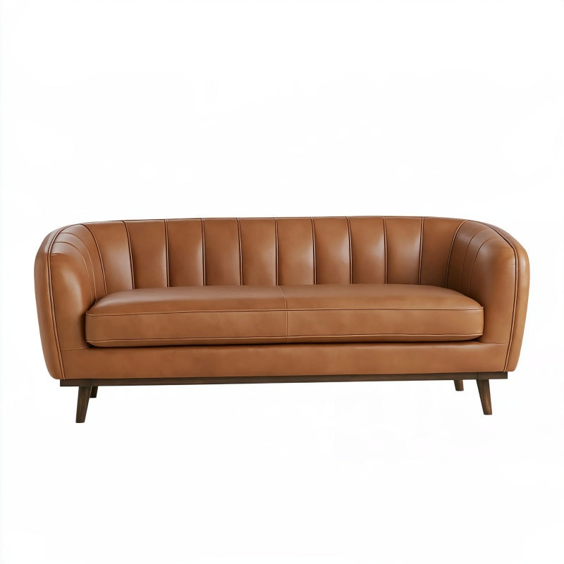 Divano 2 posti 180 x 85 x 78 cm in similpelle marrone - stile moderno