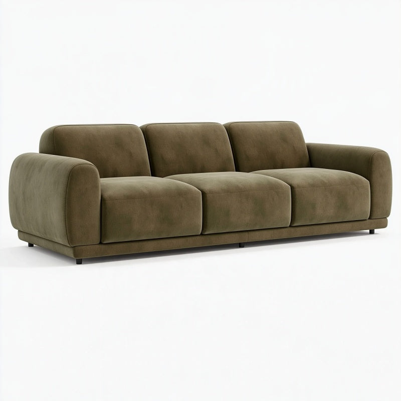 Divano 3 posti 240 x 95 x 82 cm in tessuto verde oliva - stile moderno