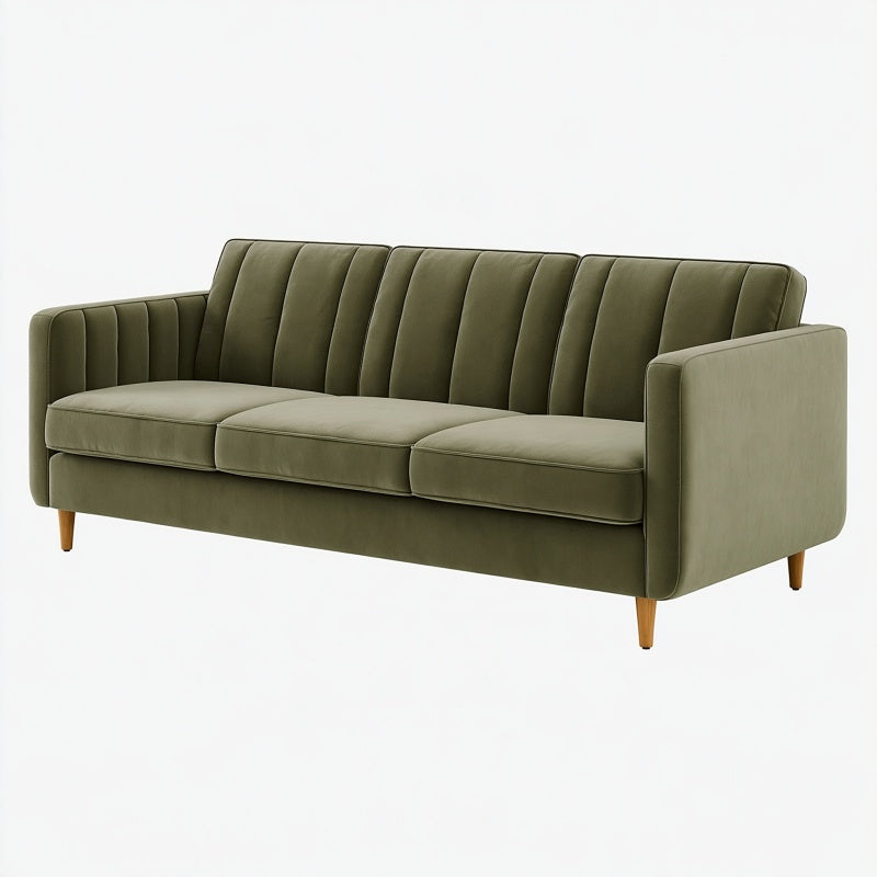Divano 3 posti 210 x 85 x 85 cm in tessuto verde - stile moderno