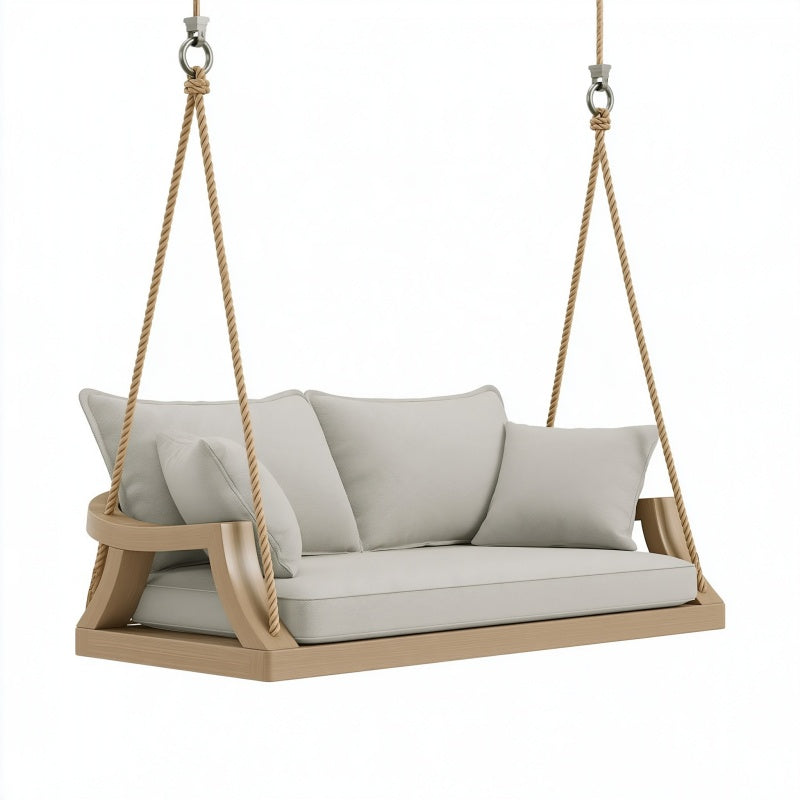 Dondolo da giardino 180 x 75 x 65 cm in legno beige con seduta imbottita sospesa