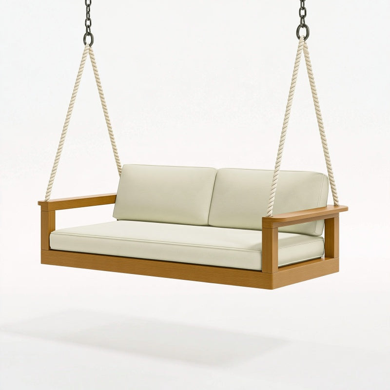 Dondolo da giardino 180 x 75 x 65 cm in legno beige con seduta imbottita sospesa