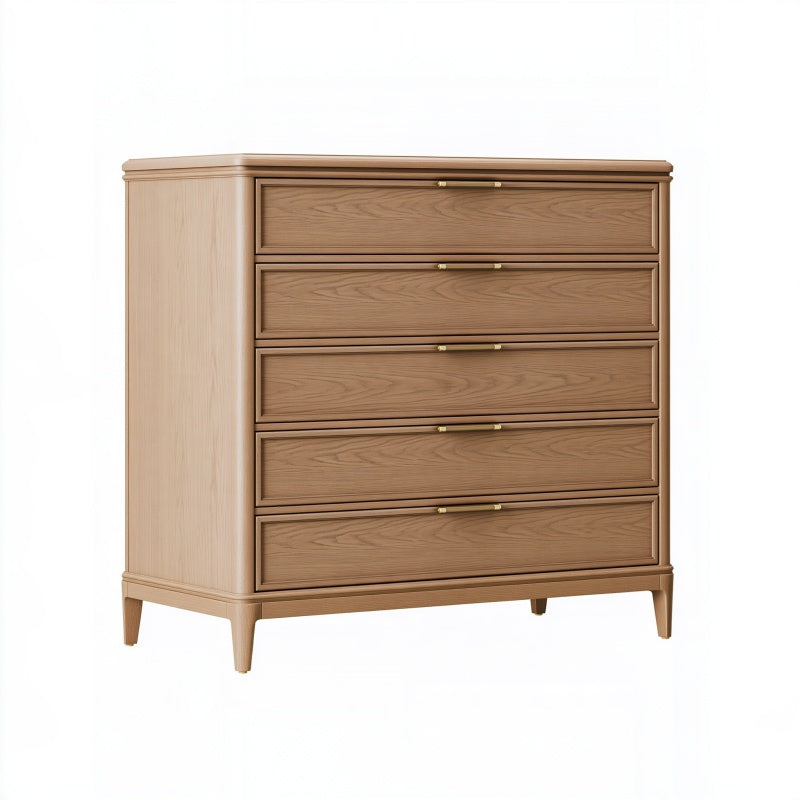Cassettiera 100 x 45 x 110 cm in legno marrone a cinque cassetti stile classico