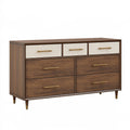 Cassettiera 150 x 45 x 85 cm in legno marrone e beige - 7 cassetti stile moderno