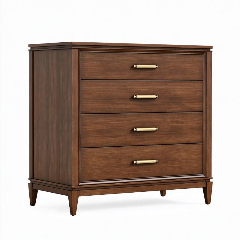 Cassettiera 90 x 45 x 100 cm in legno marrone con 4 cassetti stile classico