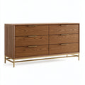 Cassettiera 160 x 45 x 85 cm in legno marrone con struttura in metallo dorato - stile moderno per camera da letto