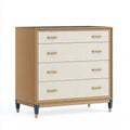 Cassettiera 100 x 45 x 100 cm in legno beige e bianco a 4 cassetti stile moderno