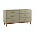 Cassettiera 160 x 45 x 85 cm in legno grigio tortora a 6 cassetti stile moderno