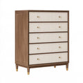 Cassettiera 90 x 45 x 120 cm in legno marrone e crema con 5 cassetti stile moderno