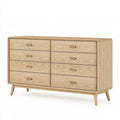 Cassettiera 160 x 45 x 85 cm in legno beige con 8 cassetti stile moderno