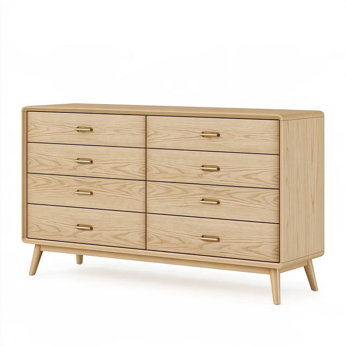 Cassettiera 160 x 45 x 85 cm in legno beige con 8 cassetti stile moderno