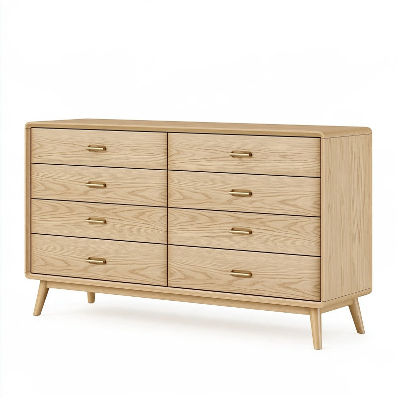 Cassettiera 160 x 45 x 85 cm in legno beige con 8 cassetti stile moderno